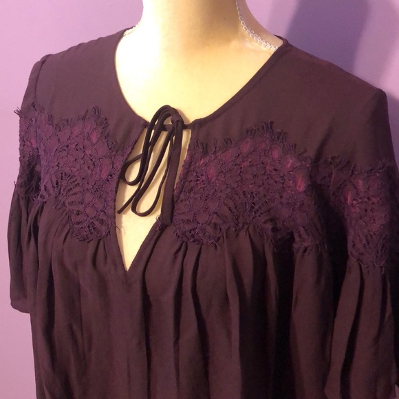 LAST ONE! LUCKY BRAND Plum Boho Lace Blouse! 😍💋 - Picture 6 of 7